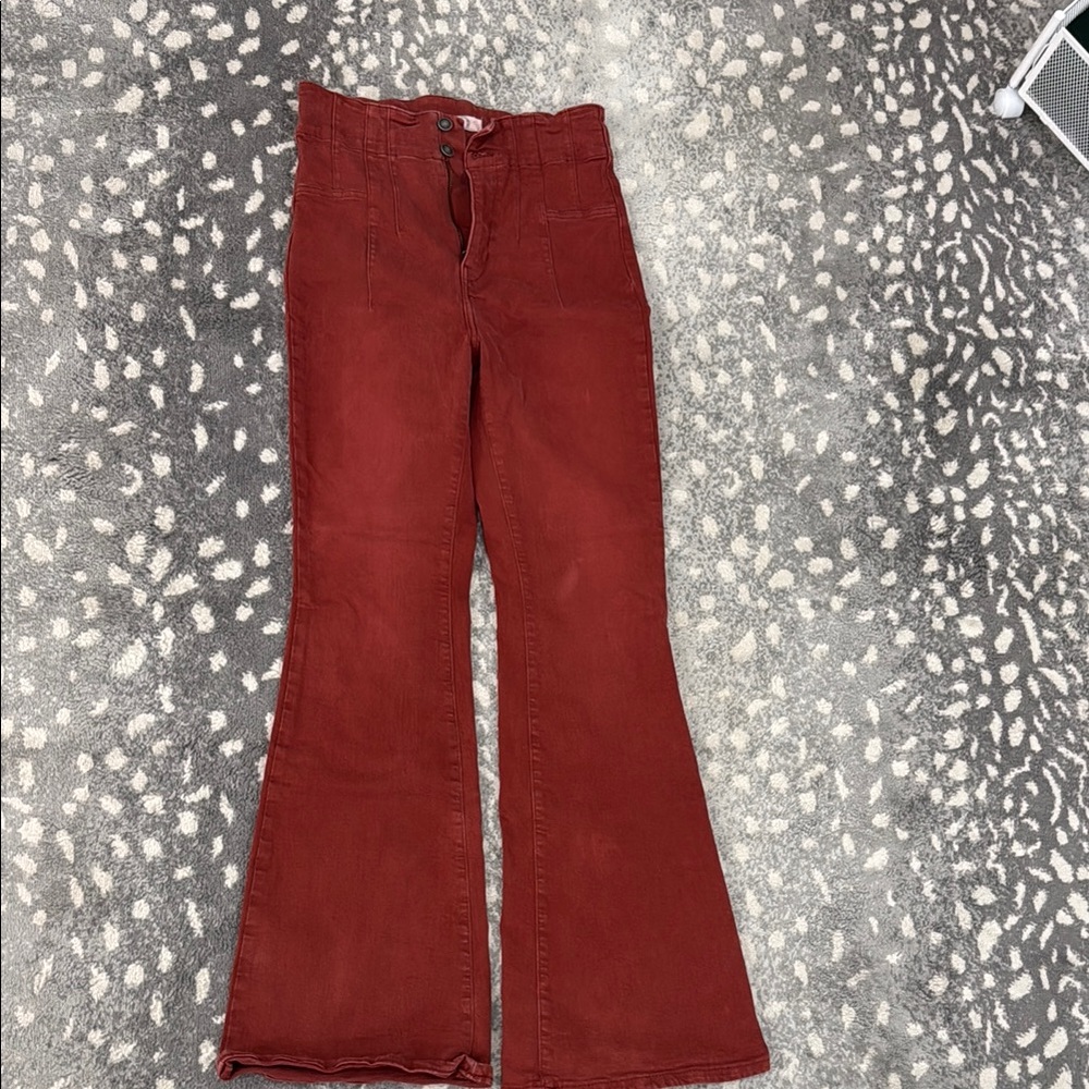 We The Free Red Flare Wide Leg Jeans